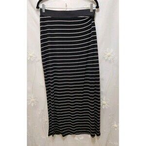 Old Navy Womens Black Medium Maxi Skirt Classic Striped High Waist Stretchy Fall